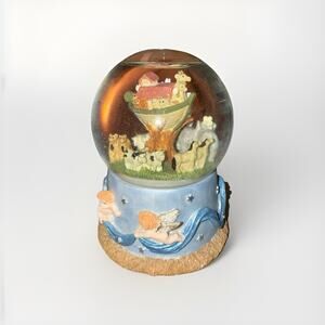 Noah’s Ark Snow Globe With Cherubs Around Bottom, Boat Spins With Music